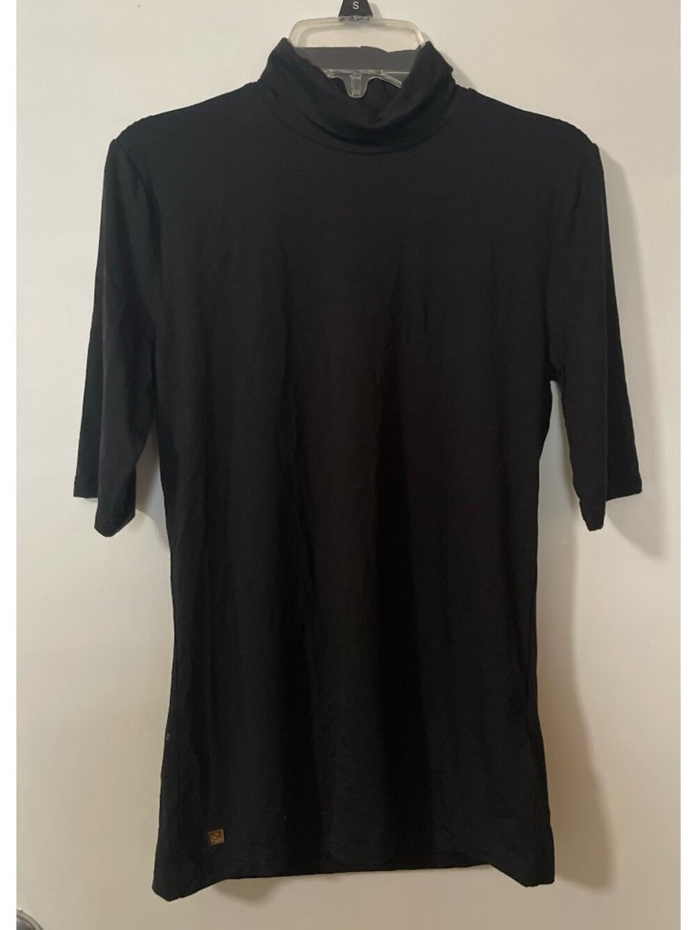 NEW Lauren Ralph Lauren Ladies Turtle Neck Short Sleeve Black Top Size Medium